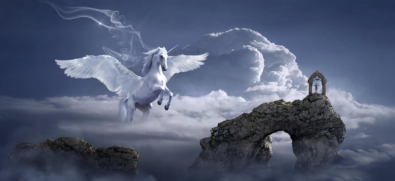 Unicorn in a fantasy meadow
